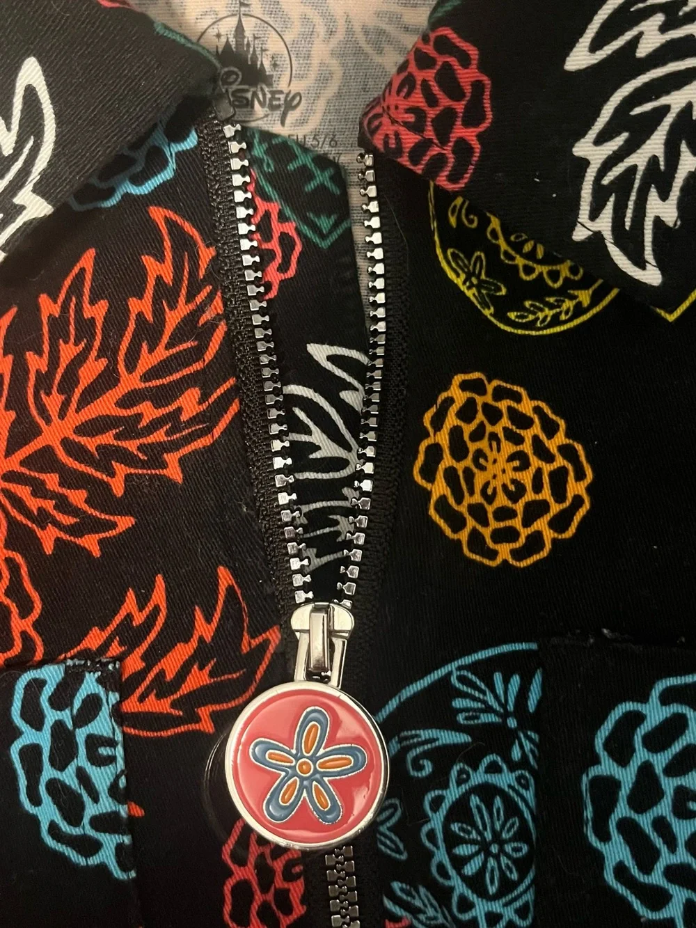 Disney Girls 5/6 Colorful Floral Sugar Skull Zip-Up Dress